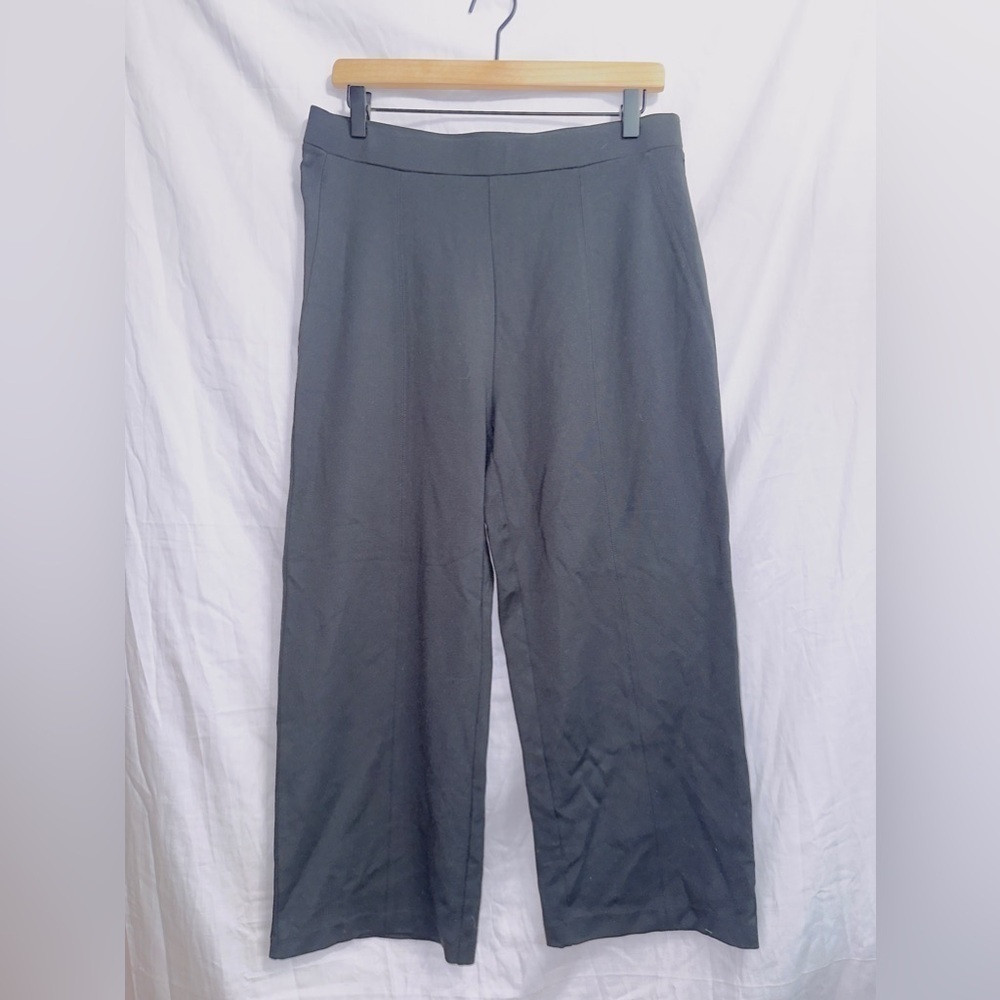 Virtue Black High Waisted Pull On Wide Leg Cropped Legging Pants size 10